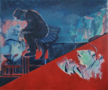 Painting titled "Crime and punishmen…" by Valeriu-Daniel Nastase, Original Artwork, Acrylic Mounted on Wood Stretcher frame