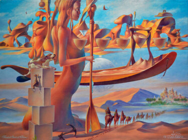 Painting titled "Thirst of Sands of…" by Valeriy Kot, Original Artwork, Oil