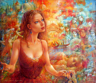 Painting titled "Carnival morning" by Valeriy Kot, Original Artwork, Oil