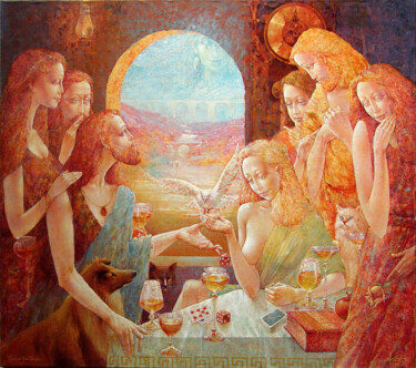 Painting titled "Game for Luck" by Valeriy Kot, Original Artwork, Oil