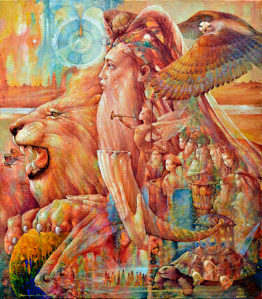 Картина под названием "Harbinger'  Strongh…" - Valeriy Kot, Подлинное произведение искусства, Масло Установлен на Деревянная…