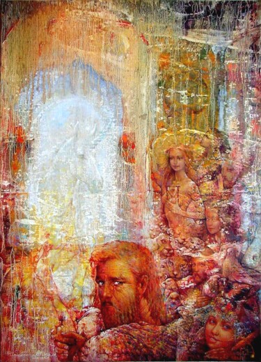 Peinture intitulée "VISIT OF THE UNICORN" par Valeriy Kot, Œuvre d'art originale, Huile