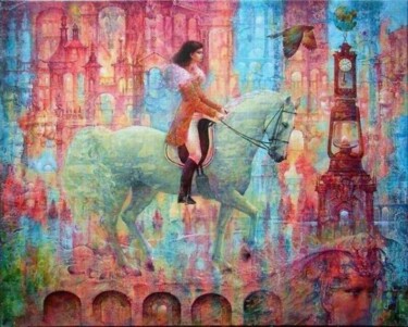 Painting titled "TOWN OF MEMORIES" by Valeriy Kot, Original Artwork, Oil