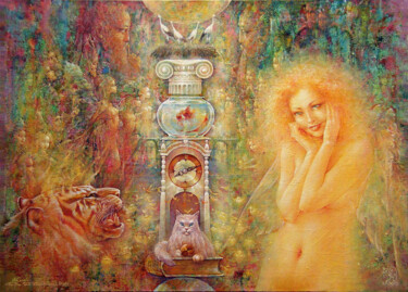 Painting titled "FIREFLY" by Valeriy Kot, Original Artwork, Oil