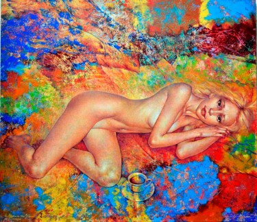 Painting titled "Marta au bord des r…" by Valeriy Kot, Original Artwork, Oil
