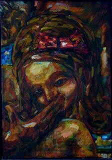 Peinture intitulée "noeud de ruban" par Valériy Mishchenko, Œuvre d'art originale, Huile