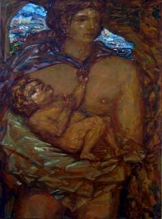 Peinture intitulée "homme" par Valériy Mishchenko, Œuvre d'art originale, Huile