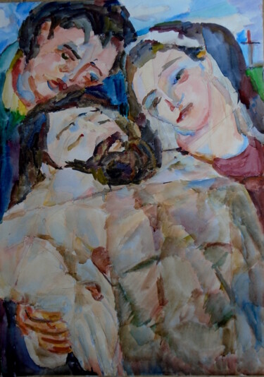 Painting titled "La Descente de Croix" by Valériy Mishchenko, Original Artwork, Oil