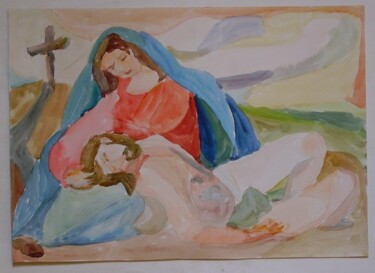 Peinture intitulée "mère et fils" par Valériy Mishchenko, Œuvre d'art originale, Autre