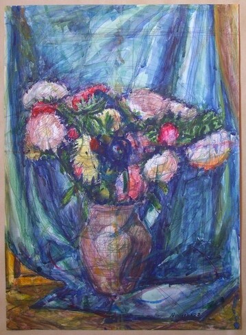 Painting titled "asters" by Valériy Mishchenko, Original Artwork, Other