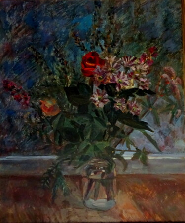 Peinture intitulée "bouquet des fleurs" par Valériy Mishchenko, Œuvre d'art originale, Huile