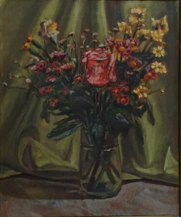 Malarstwo zatytułowany „tsvety” autorstwa Valériy Mishchenko, Oryginalna praca, Olej Zamontowany na Drewniana rama noszy