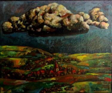 Peinture intitulée "village" par Valériy Mishchenko, Œuvre d'art originale, Huile