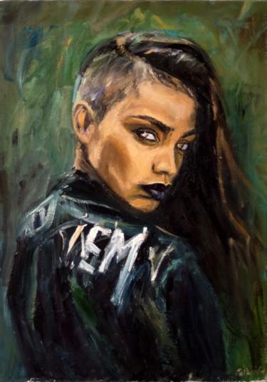 Картина под названием "Портрет девушки" - Валерия Петрова, Подлинное произведение искусства, Масло