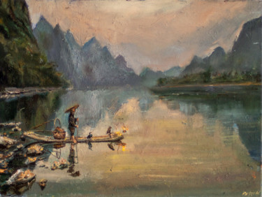 Peinture intitulée "Туман" par Valeriia Petrova, Œuvre d'art originale, Huile Monté sur Châssis en bois