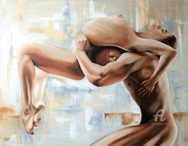 Pittura intitolato "Hold me gently" da Valeriya Ishchenko, Opera d'arte originale, Olio