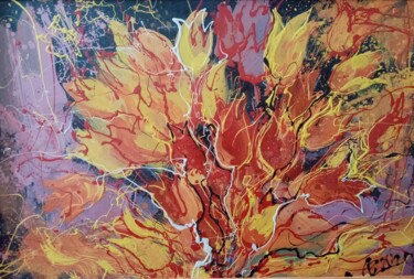 Pintura titulada ""Тюльпаны"" por Valeria Levencova, Obra de arte original, Oleo Montado en Cartulina