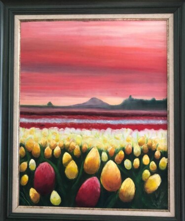 Painting titled "Tulips" by Valeriya Samchileeva, Original Artwork, Oil