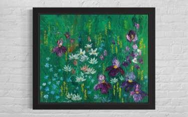Painting titled "flower meadow" by Valeriya Samchileeva, Original Artwork, Oil