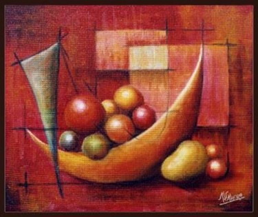 Pintura intitulada "FRUTA ROJA" por Agustín Valero Montaño, Obras de arte originais, Óleo