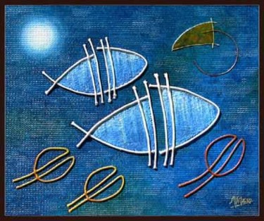Pintura titulada "PECES" por Agustín Valero Montaño, Obra de arte original, Oleo