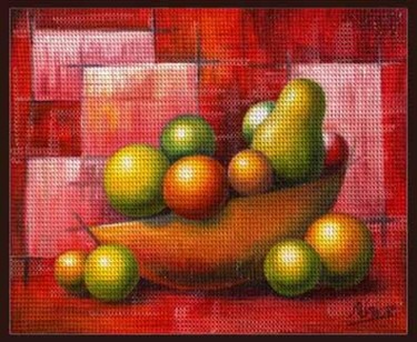 Painting titled "BODEGÓN CON PERA" by Agustín Valero Montaño, Original Artwork, Oil