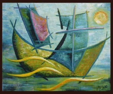 Painting titled "AGUA MARINA" by Agustín Valero Montaño, Original Artwork