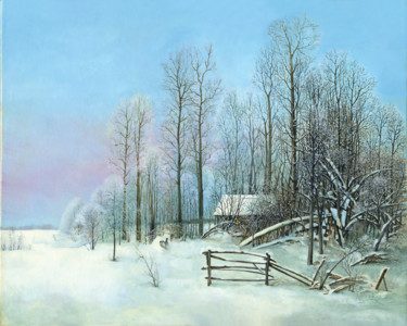 Painting titled "Winter" by Sergey Azarnov, Original Artwork, Oil