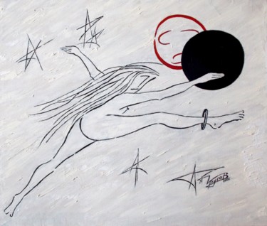 Painting titled "flight-of-the-woman…" by Valery Kruhov, Original Artwork, Acrylic