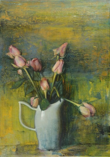 Peinture intitulée "roses" par Valery Marche, Œuvre d'art originale, Huile