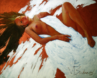 Painting titled "Angel in love" by Valery Budanov, Original Artwork, Oil