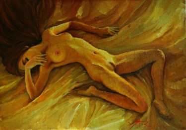 Painting titled "Жаркая ночь" by Valery Budanov, Original Artwork, Oil