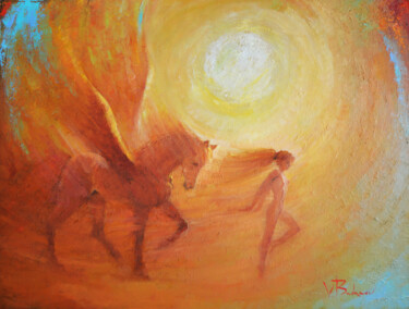 Painting titled "Warm Mist Dance" by Valery Budanov, Original Artwork, Oil
