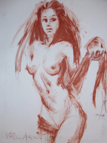 Drawing titled "Eva with an apple" by Valery Budanov, Original Artwork, Pastel