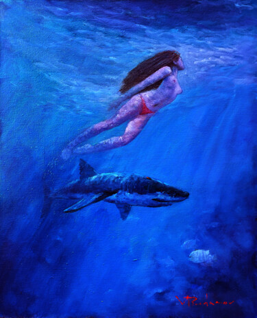 Painting titled "Mistress of the sea" by Valery Budanov, Original Artwork, Oil