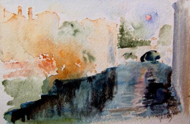 Painting titled "padova pont molino" by Valéry Codogno, Original Artwork, Watercolor