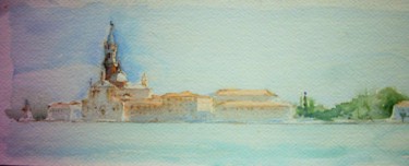 Painting titled "San Giorgio, canale…" by Valéry Codogno, Original Artwork, Watercolor