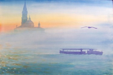 Painting titled "San Giorgio con vap…" by Valéry Codogno, Original Artwork, Watercolor