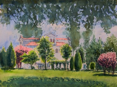 Pintura titulada "villa a Noventa Pad…" por Valéry Codogno, Obra de arte original, Acuarela