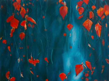 Painting titled "Autumn leaves on tu…" by Valeryia Plociennik, Original Artwork, Oil