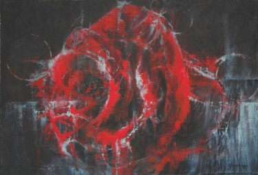Peinture intitulée ""Red Rose"" par Valerio Scarapazzi, Œuvre d'art originale