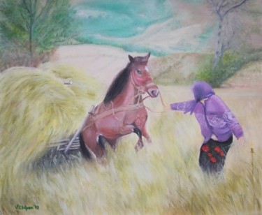 Painting titled "Authentic rural" by Valentinos, Original Artwork, Oil