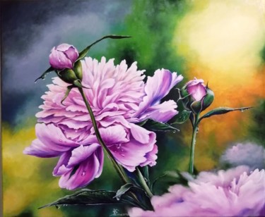 мамины цветы Peinture intitulée "мамины цветы" par Valia Scripnic, Œuvre d'art originale, Huile