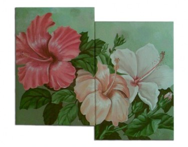 Painting titled "Hibiscus" by Valian, Original Artwork, Oil