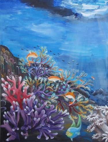 Painting titled "Flores del mar 4" by Valian, Original Artwork, Oil