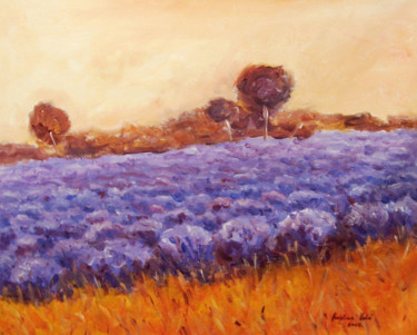 Pittura intitolato "Lavender field" da Kristina Valić, Opera d'arte originale, Acrilico