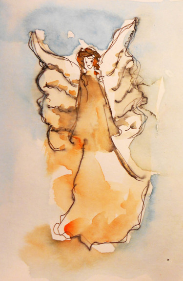 Картина под названием "Angel #6" - Kristina Valić, Подлинное произведение искусства, Чернила