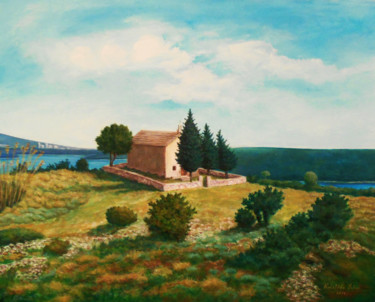 Malerei mit dem Titel "Old church" von Kristina Valić, Original-Kunstwerk, Acryl
