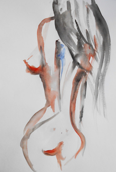 Painting titled "Nude" by Kristina Valić, Original Artwork, Watercolor