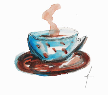 Drawing titled "Cup of coffee" by Kristina Valić, Original Artwork, Ballpoint pen